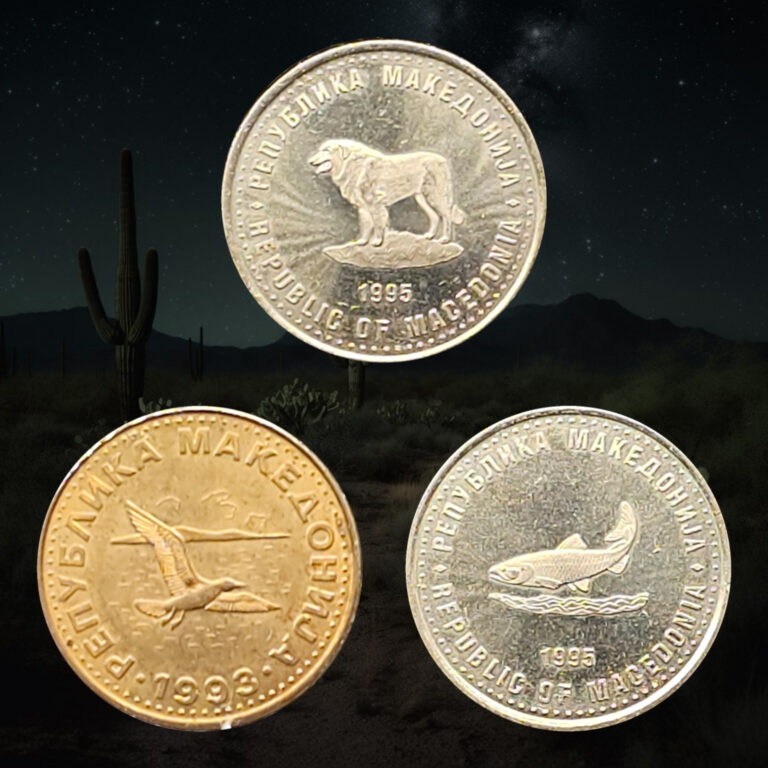 Read more about the article Lot of 3 – North Macedonia (1993-1995) 50 Deni  1 and 2 Denar Coins  FAO Emblem