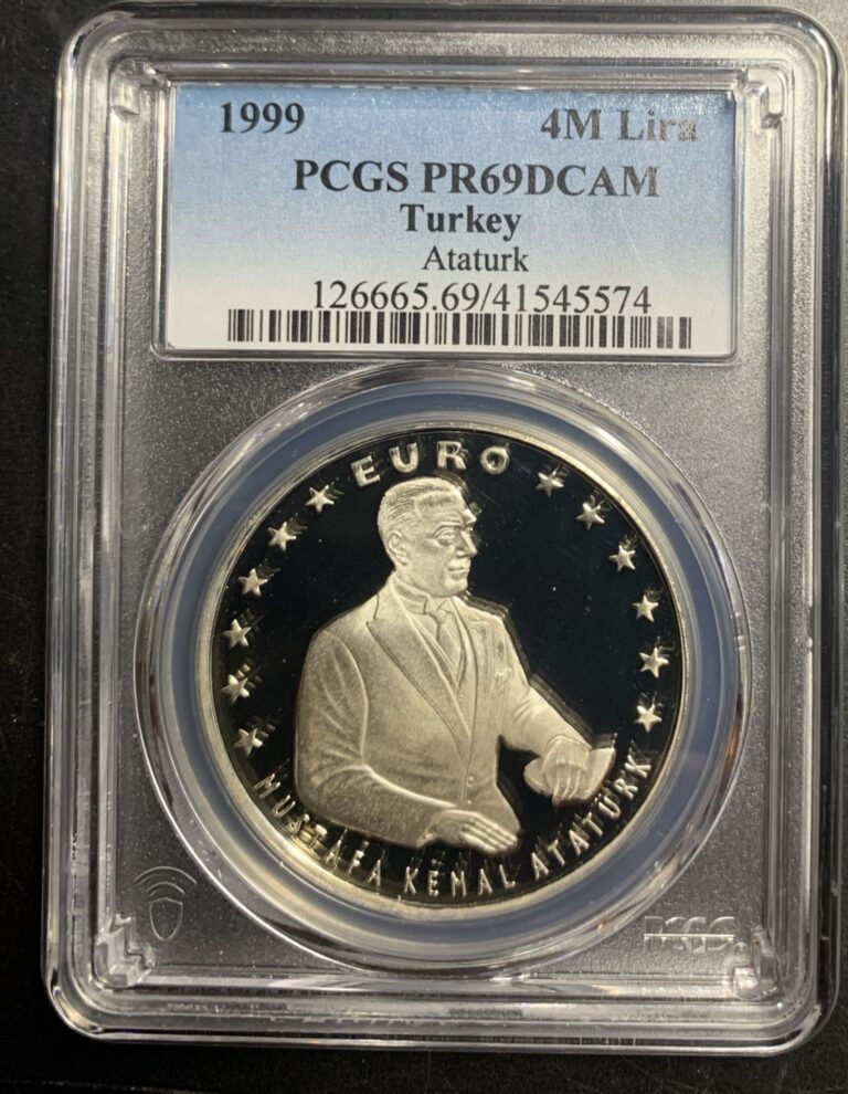 Read more about the article Turkey 1999 40 M Lira / M. K. Ataturk / Km1108 / PCGS PR69DCAM / Superior Gem!
