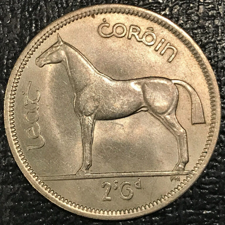 Read more about the article HIGH GRADE AU+ 1964 IRELAND HALF CROWN 2s6d IRISH HORSE COIN-NOV424
