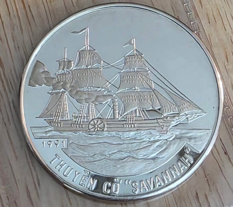 Read more about the article VIETNAM SILVER 100 DONG PROOF COIN 1991 YEAR KM#35 SAVANNAH SHIP