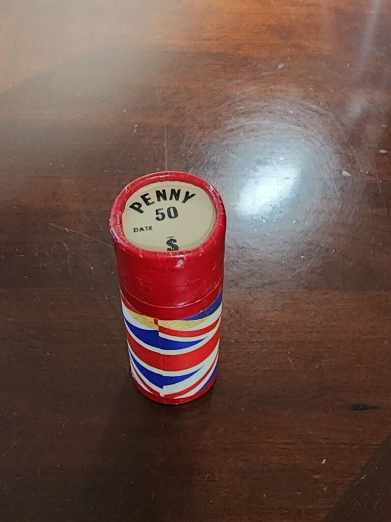 Read more about the article Original Roll Great Britain 1967 QEII Large Pennies  50 UNC Coins per Roll