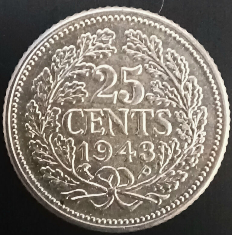 Read more about the article 1943  25 Cents Silver  Coin Netherlands #2531