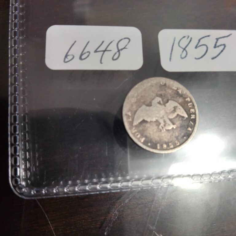 Read more about the article 1855 1/2 DECIMO CHILE SILVER COIN – NICE OLD RARE SILVER COIN –