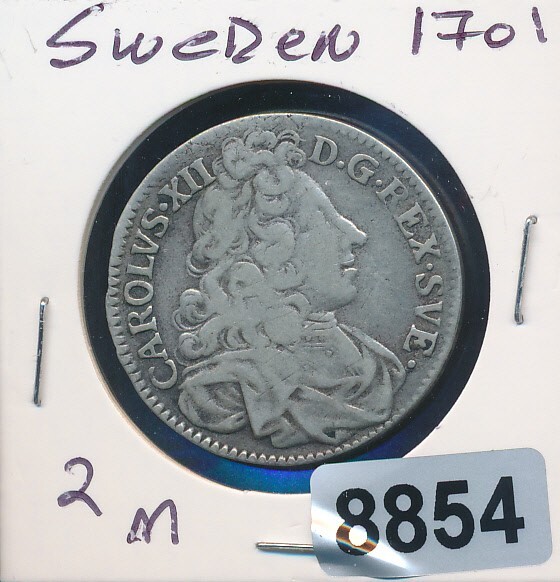 Read more about the article SWEDEN – 2  -M – (HZ) – 1701 SILVER – SCARCE – #8854