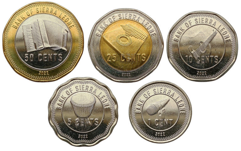 Read more about the article SIERRA LEONE SET OF 5 COINS 1 – 50 CENTS 2022 MUSICAL INSTRUMENTS BIMETALLIC UNC