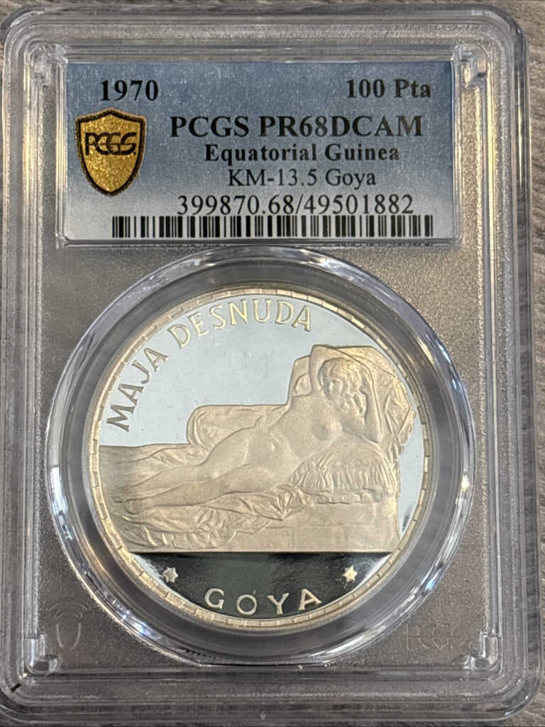 Read more about the article 1970-Equatorial Guinea- Goya Maja Desnuda- PCGS- PR68DCAM-KM 13.5- Pop 28/8