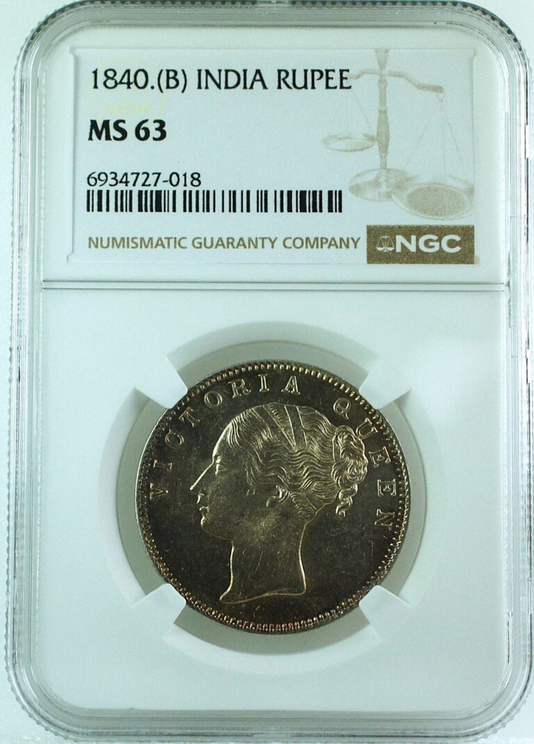 Read more about the article India British 1840 B Continuous Legend Rupee NGC MS63 – Rare