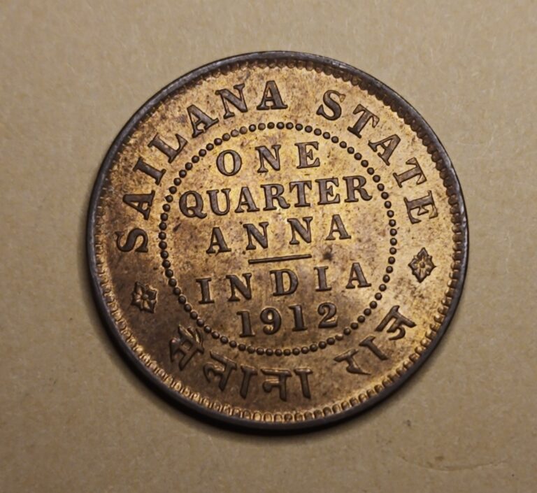 Read more about the article 1912 India Sailana 1/4 Anna