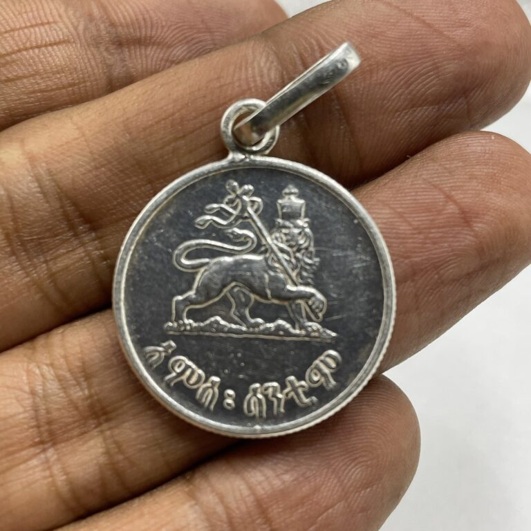 Read more about the article Antique Emperor Haile Selassie Silver Coin Conquering Lion Pendant  Ethiopia