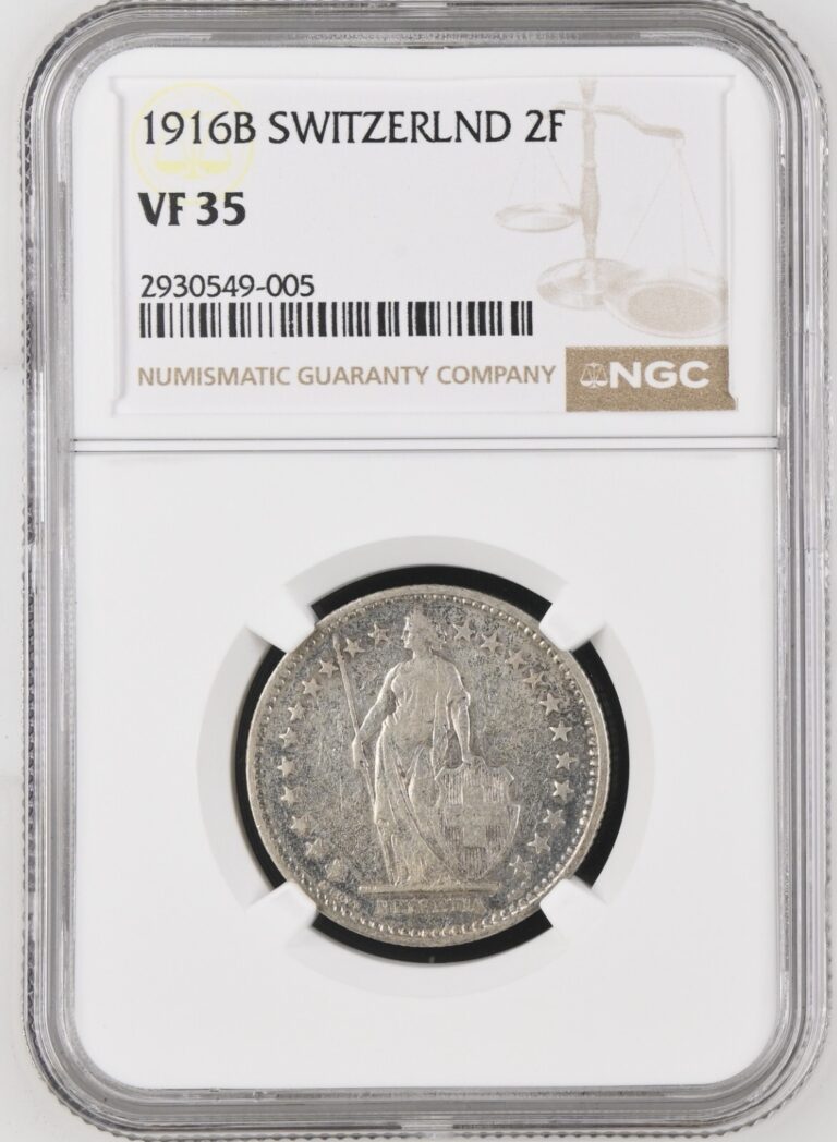 Read more about the article 1916-B SWITZERLAND 2 FRANCS – NGC CERTIFIED VF 35 – FREE US / $12.50 WORLD SHIP