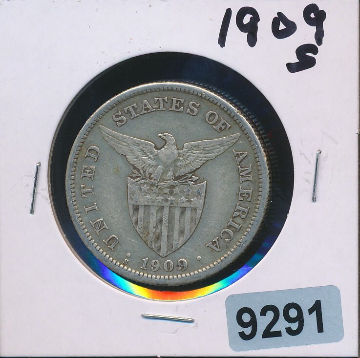 Read more about the article US PHILIPPINES ONE PESO – 1909-S – SILVER  – KM172 – #9291