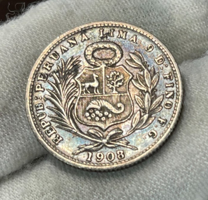 Read more about the article 1908 Peru 1/5 Sol Silver Coin