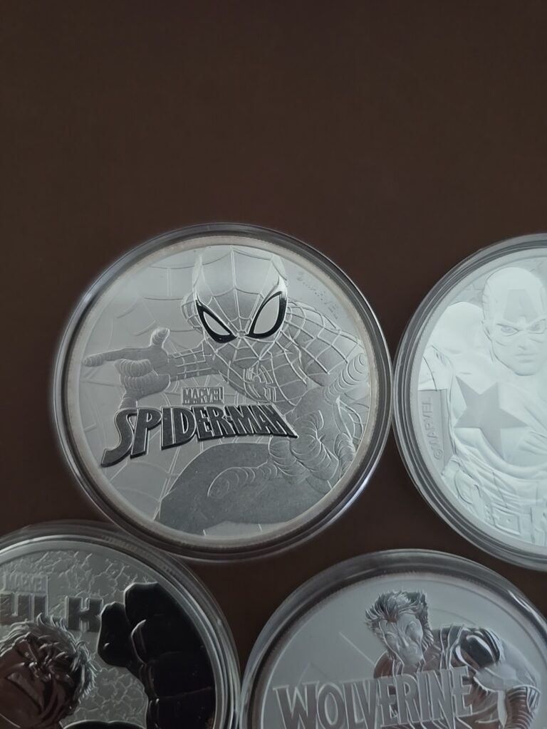 Read more about the article 9-Coin Tuvalu 1 oz .999 Silver Marvel Superheroes Coins. With Spiderman.