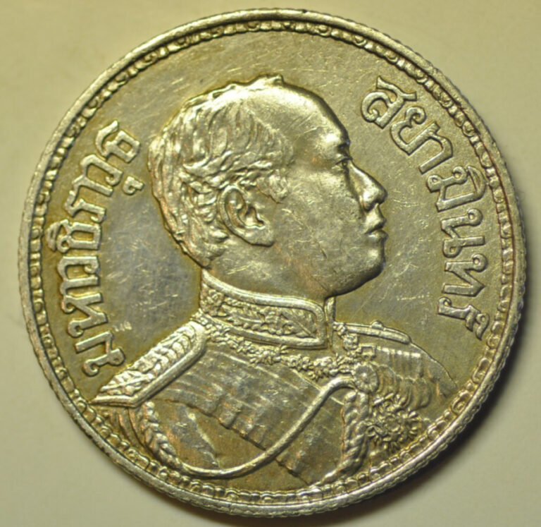 Read more about the article mw27752 Thailand  Silver Baht BE2458-1915  Rama VI  Y#45