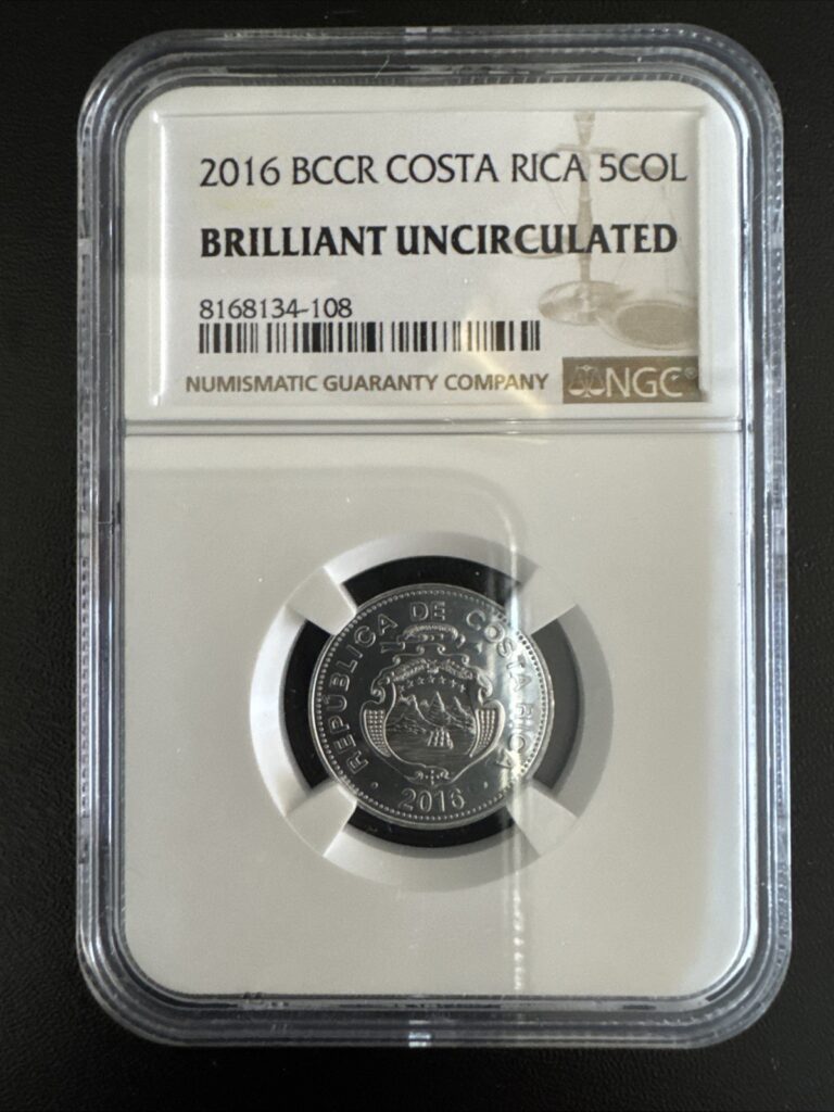 Read more about the article 2016 BCCR Costa Rica 5 Five Colones Coin NGC Graded Brilliant Uncirculated