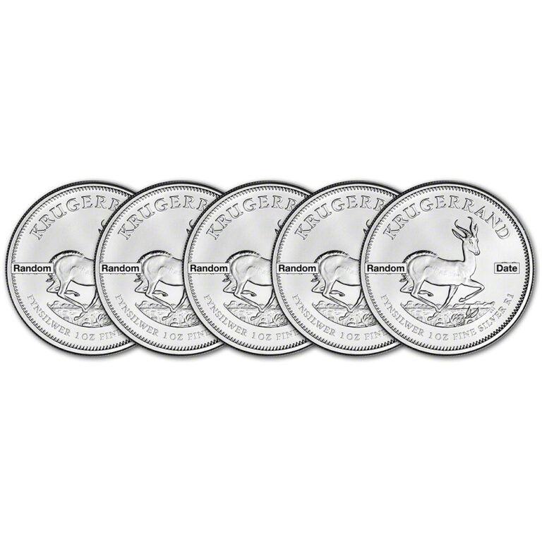Read more about the article South Africa Silver Krugerrand 1 oz 1 Rand – BU Random Date Five 5 Coins