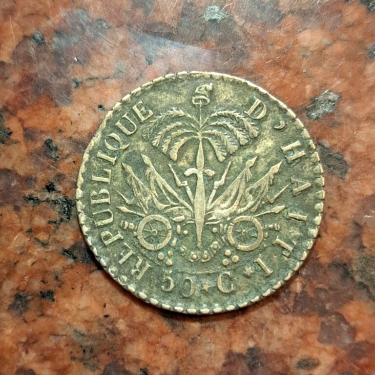 Read more about the article RARE!!  1828 HAITI 50 CENTIMES COIN – SILVER – #B6669
