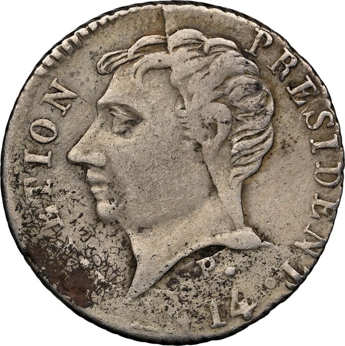 Read more about the article Haiti AN 14P(1817) 25C Extremely rare with “P” Mintmark NGC VF Details