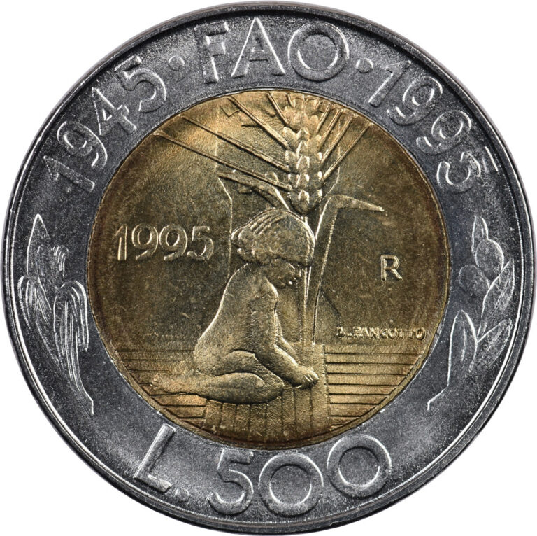 Read more about the article San Marino – 500 Lire – 1995 R – Unc – 50th Anniversary of F.A.O.