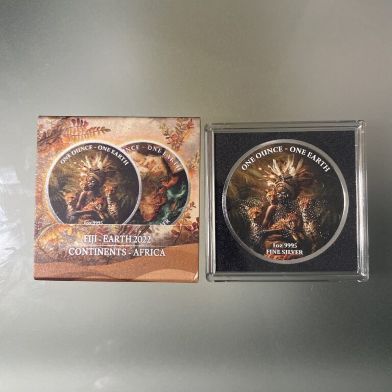 Read more about the article 2022 Fiji Earth 1 oz SilverContinents Africa  Colorized  with UV  Mintage 300