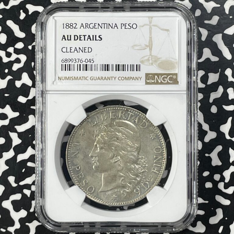 Read more about the article 1882 Argentina 1 Peso NGC Cleaned-AU Details Lot#G9875 Large Silver!