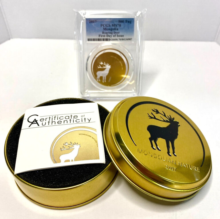 Read more about the article 2017 MS 70 FDOI ROARING DEER MONGOLIA Gilt 1/2oz Silver Coin 500T WITH OGP