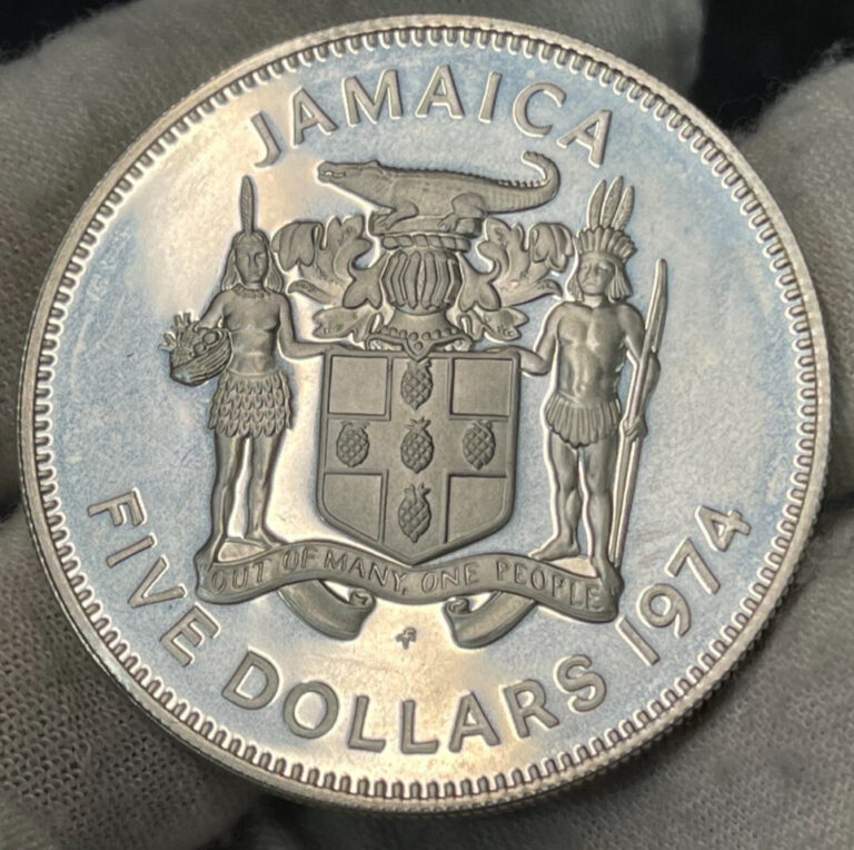Read more about the article 1974 Jamaica 5 Dollars Silver Coin Excellent Proof Condition 22 000 Mintage