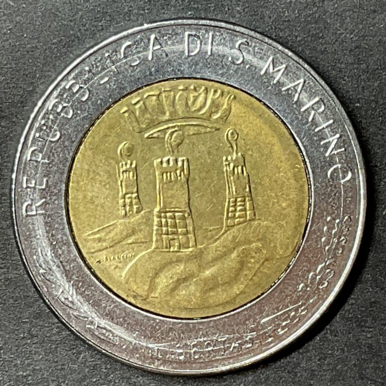 Read more about the article SAN MARINO 1982 500 Lire KM# 140 Europe World Coin 1st year bi-metallic au