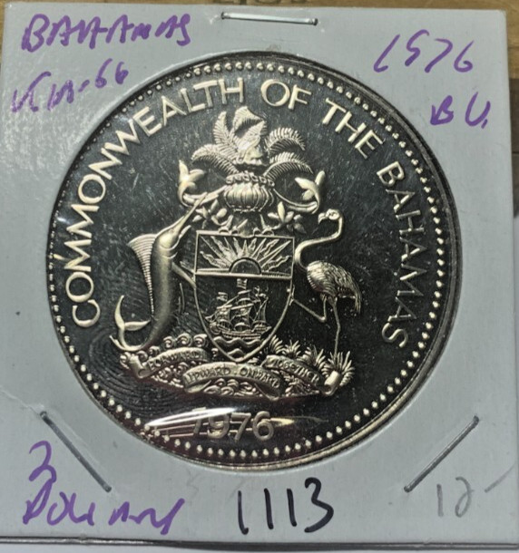 Read more about the article 1976 Bahamas 2 Dollars KM# 66  Uncirculated. Coin #1113