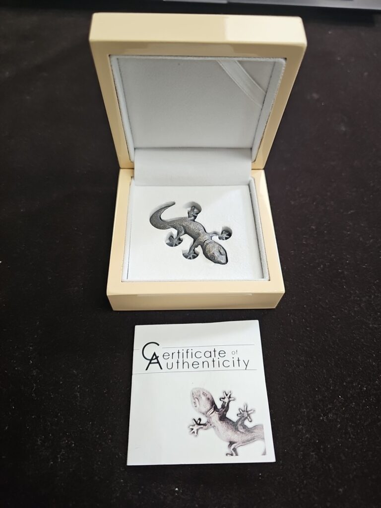 Read more about the article 2018 Palau $5 1-oz Silver Gecko Shaped Antiqued BU