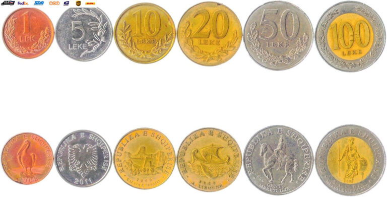 Read more about the article 6 Coins from Albania | Albanian Coin Set Collection 1 5 10 20 50 100 Leke | Circ