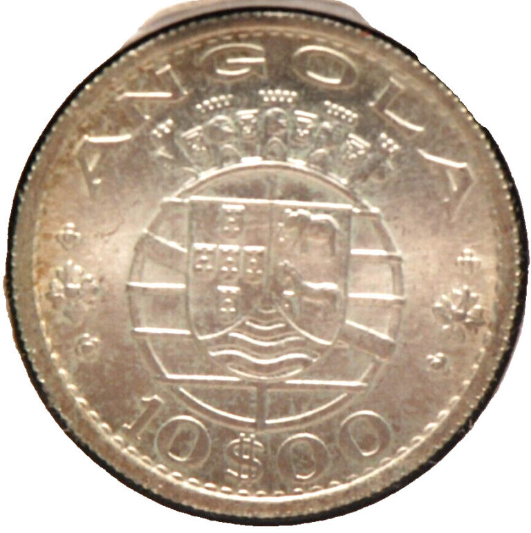 Read more about the article Angola  1955 10 Escudos  KM73  silver  UNC  NR  4-8