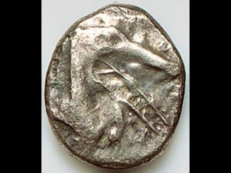 Read more about the article Ancient Greek Silver Coin 510-480 BC CARIA Cindya Halicarnassus Ketos Hecte