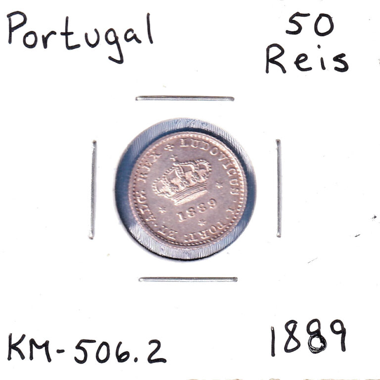 Read more about the article 1889 Portugal 50 Reis (KM-506.2) .0369 ASW Silver!!!