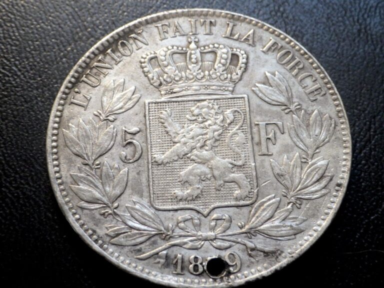Read more about the article Holed Silver 1849 Belgium 5 Francs