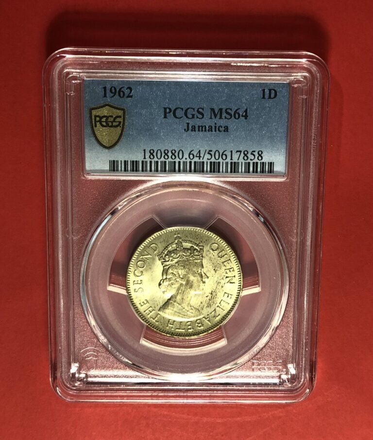 Read more about the article JAMAICA-1962-OUTSTANDING 1D COIN  GRADED BY PCGS MS64.