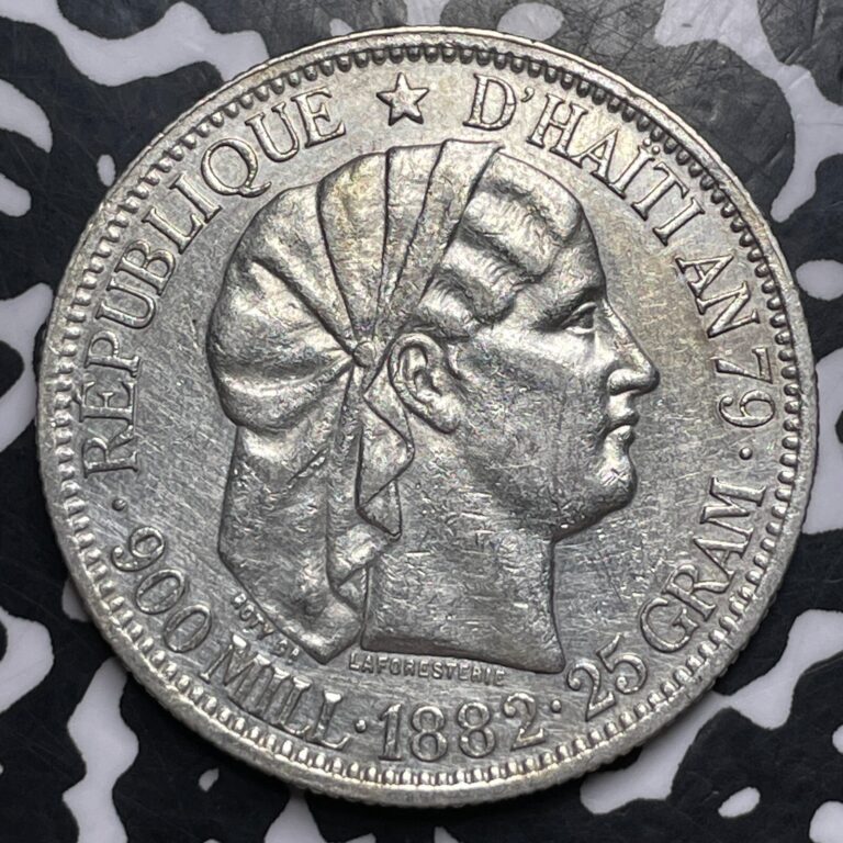 Read more about the article 1882 Haiti 1 Gourde Lot#MK145 Large Silver! Cleaned