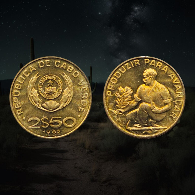 Read more about the article 1982 Cape Verde  2 1/2 Escudos Coin  Coffee tree planting  Coat of Arms  FAO