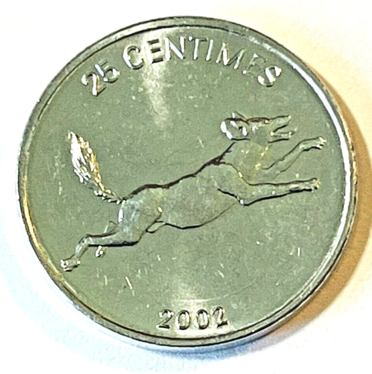 Read more about the article 2002 Congo D.R. 25 centimes Coin Leaping Wild Dog Puppy Lion Cat Animal Wildlife