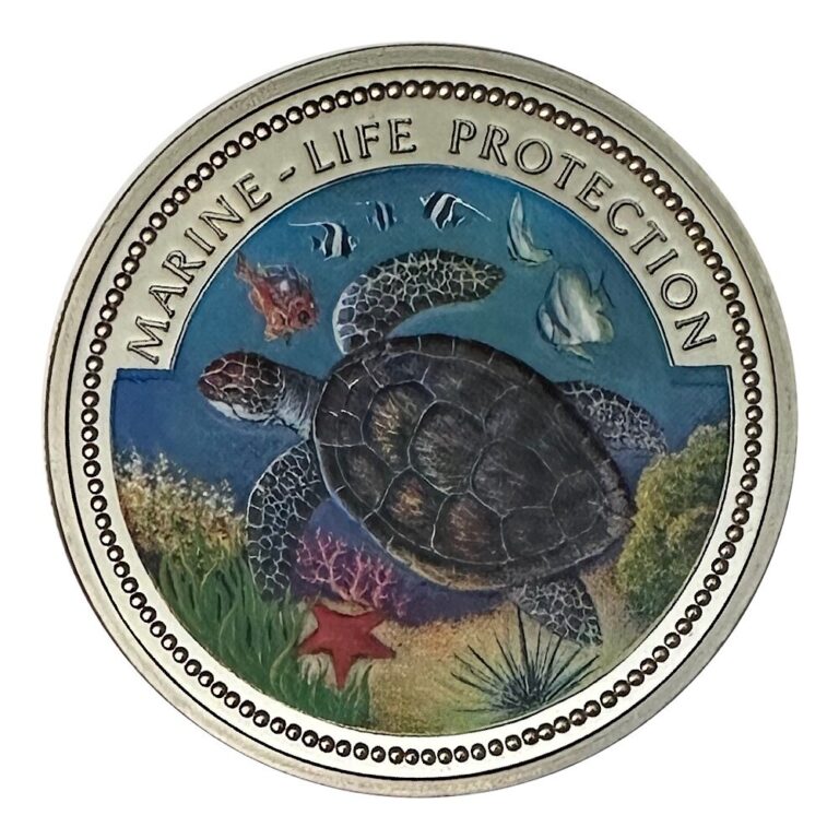 Read more about the article 1998 Palau Silver Layered Colorized Marine-Life Proof $1 Sea Turtle and Mermaid