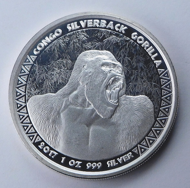 Read more about the article 2017 Congo 500 CFA Silverback Gorilla 1 Troy oz .999 Fine Silver Coin