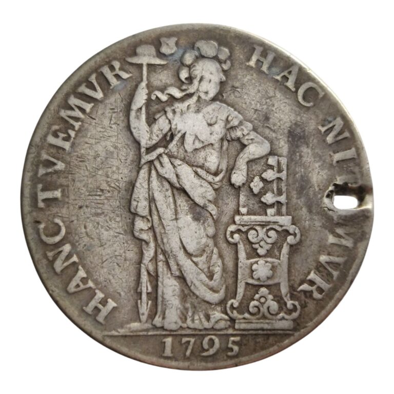 Read more about the article Netherlands 3 Gulden 1795 Utrecht Large Holed Silver Coin Batavian Republic 7U