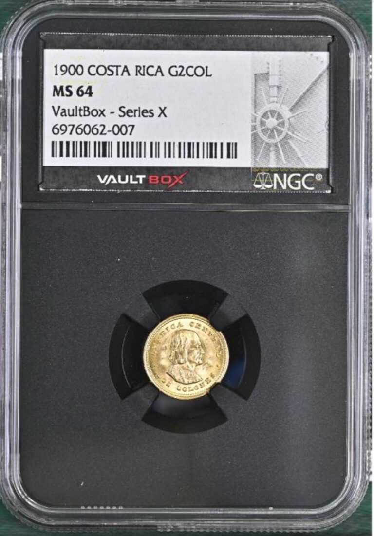 Read more about the article Costa Rica – 1900- Republic 2 Colones – NGC MS64  Vault Box  Series X  G2 COL
