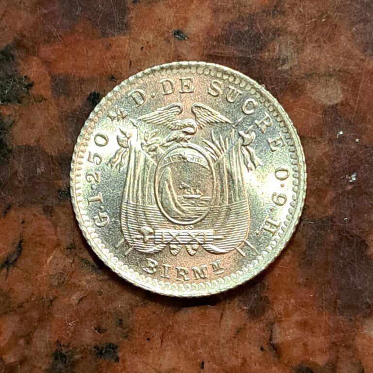 Read more about the article 1915 ECUADOR 1/2 DECIMO COIN .900 SILVER – 15MM – HIGH GRADE – #B5840