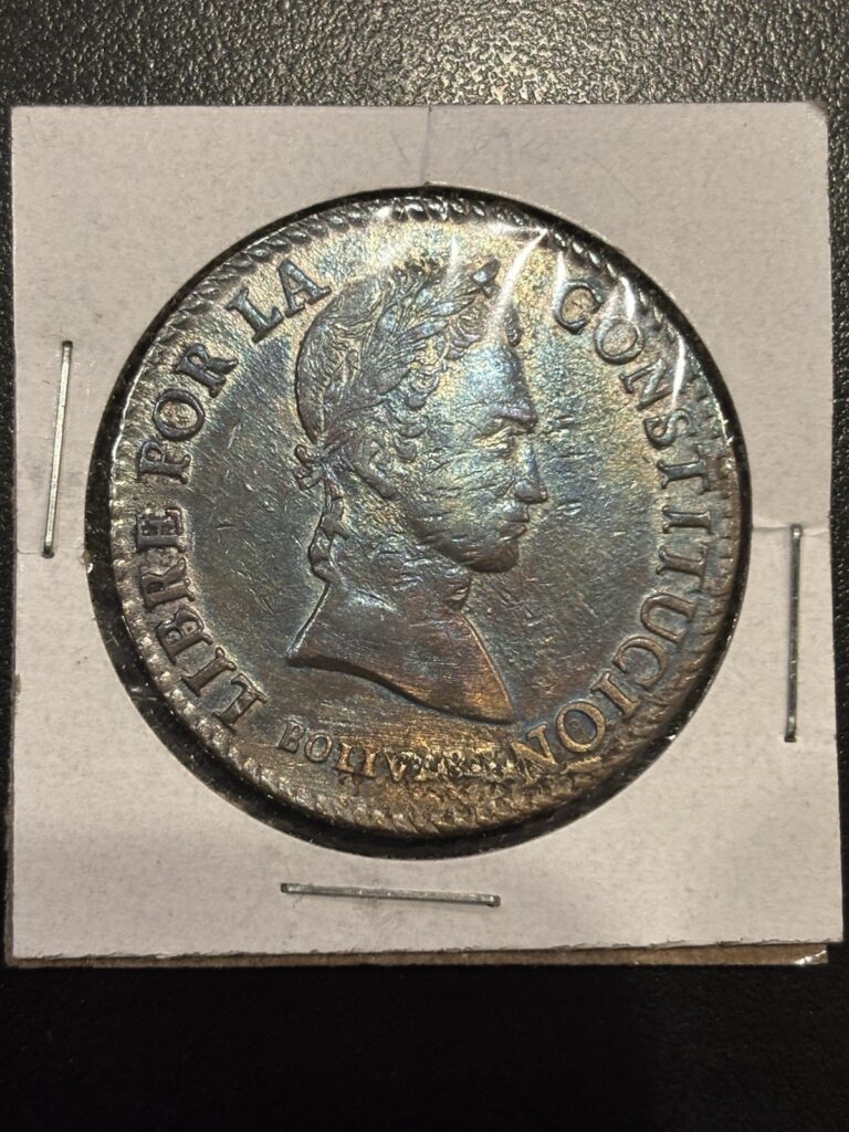 Read more about the article 1845 Boliva 8 Soles *World Silver -AMAZING TONING