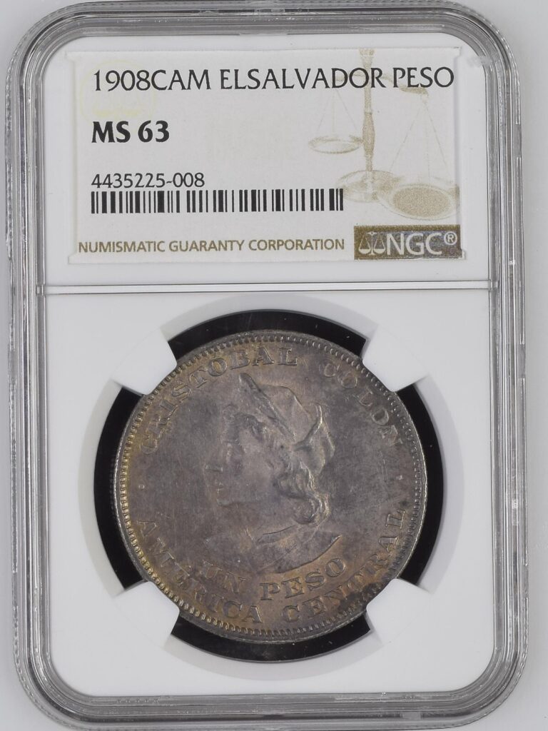Read more about the article 1908 El Salvador Peso NGC MS 63