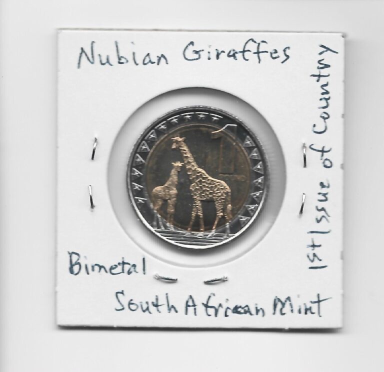 Read more about the article South Sudan 1 Pound 2015 K4 Nubian Giraffes 1st Issue of Country Bimetal