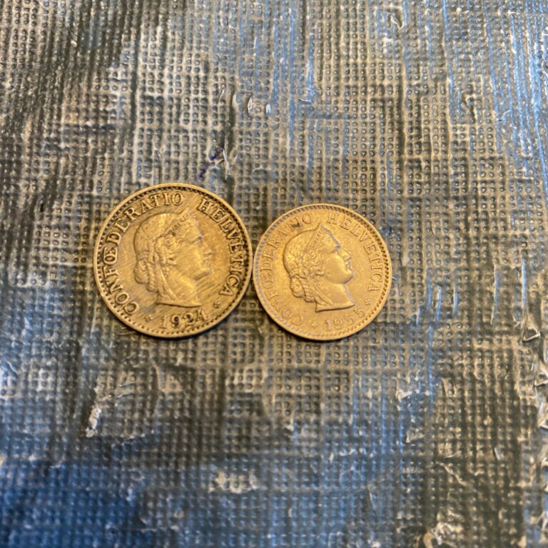 Read more about the article 1955 Switzerland 5 Rappen  1924 10 Rappen- 2 Coins