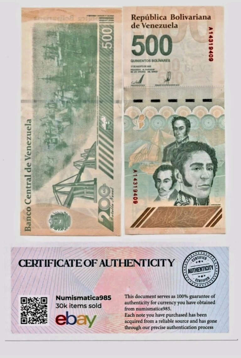 Read more about the article Venezuela 500 Digitales Bolivares 2023  P-121  NEW  UNC 500 Million  1 Pc COA #and