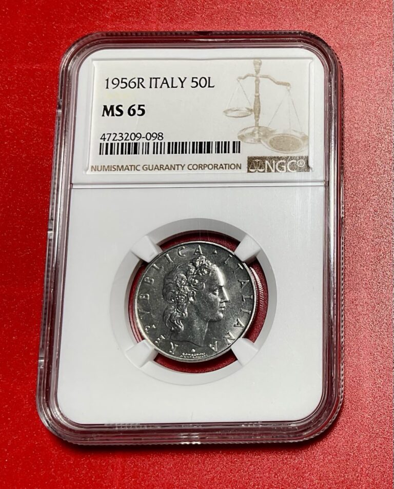 Read more about the article 🇮🇹UNC 1956 Italy 50 Lire – Original Luster – NGC Certified Gorgeous Coin! MS65